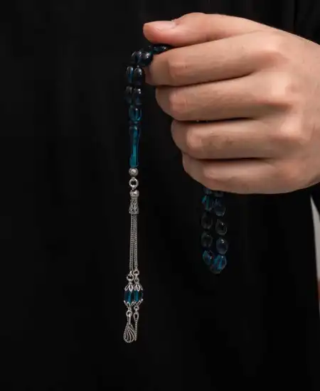 Gümüş Püskül Sıkma Kehribar Tesbih