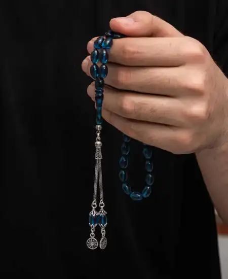 Gümüş Püskül Sıkma Kehribar Tesbih