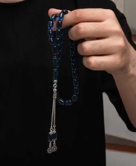 Gümüş Püskül Sıkma Kehribar Tesbih