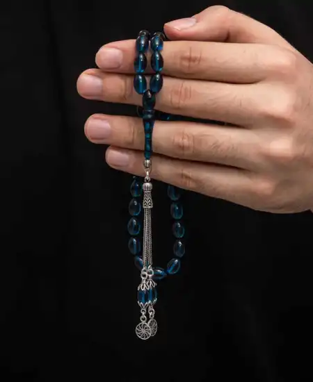 Gümüş Püskül Sıkma Kehribar Tesbih