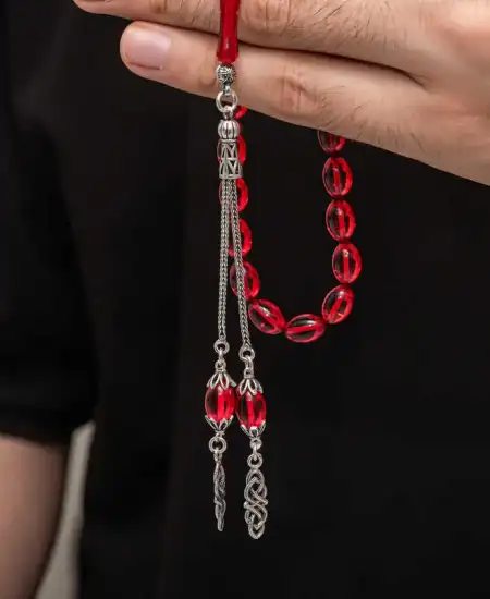 Gümüş Püskül Sıkma Kehribar Tesbih