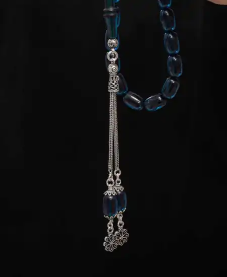 Gümüş Püskül Sıkma Kehribar Tesbih