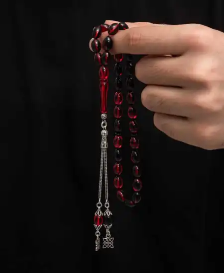 Gümüş Püskül Sıkma Kehribar Tesbih