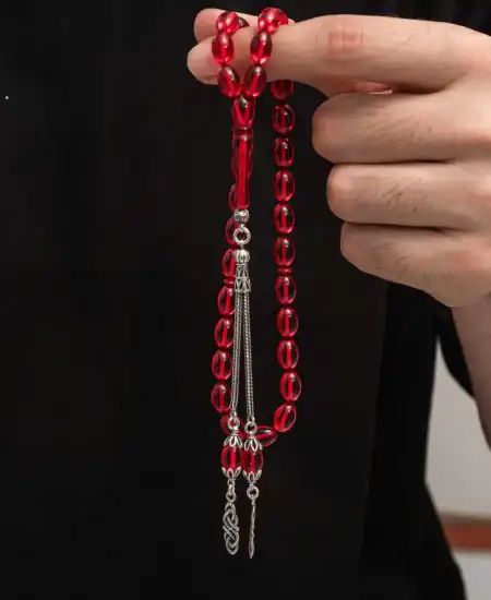 Gümüş Püskül Sıkma Kehribar Tesbih