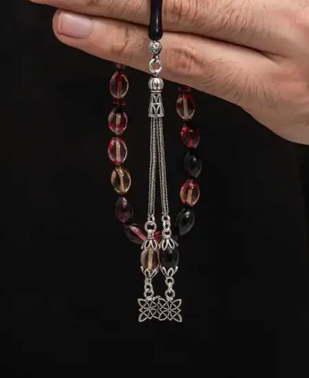 Gümüş Püskül Sıkma Kehribar Tesbih