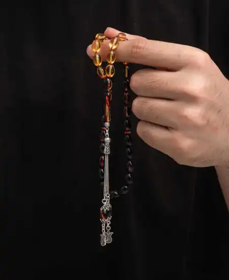 Gümüş Püskül Sıkma Kehribar Tesbih