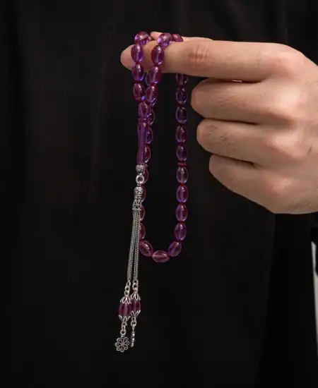 Gümüş Püskül Sıkma Kehribar Tesbih