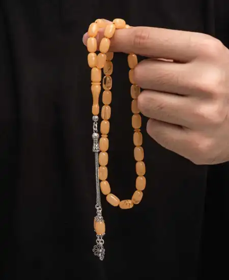 Gümüş Püskül Sıkma Kehribar Tesbih