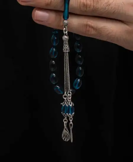 Gümüş Püskül Sıkma Kehribar Tesbih