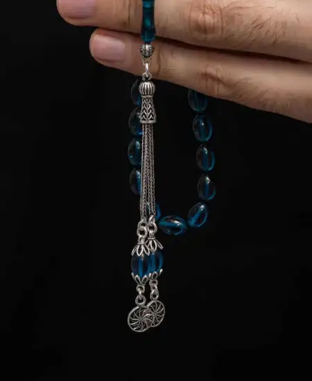 Gümüş Püskül Sıkma Kehribar Tesbih