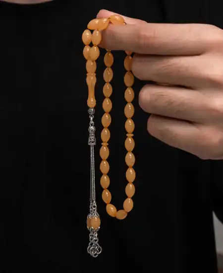 Gümüş Püskül Sıkma Kehribar Tesbih