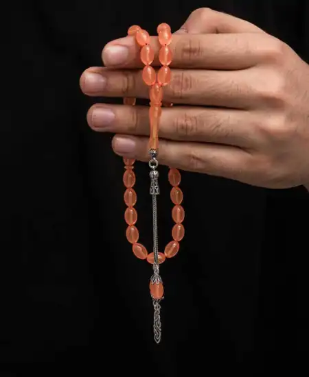 Gümüş Püskül Sıkma Kehribar Tesbih