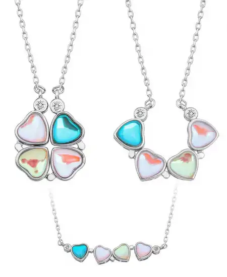 Gümüş Renkli Açılabilen Yonca Kadın Kolye