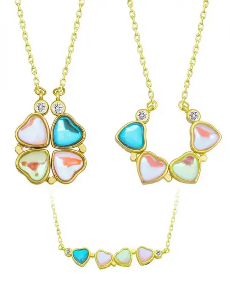 Gümüş Renkli Açılabilen Yonca Kadın Kolye