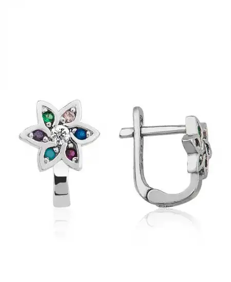 Gümüş Renkli Çiçek Bayan Küpe