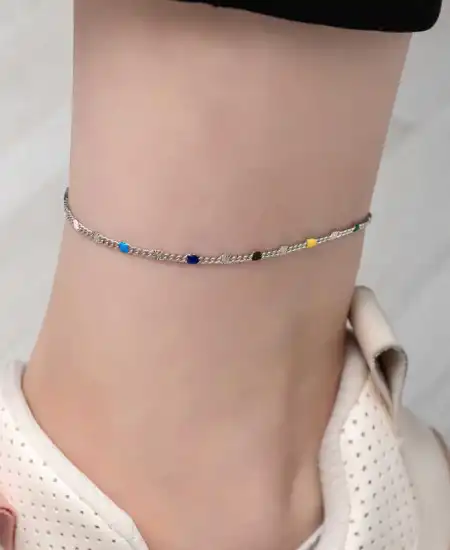 Gümüş Renkli Mineli Halhal