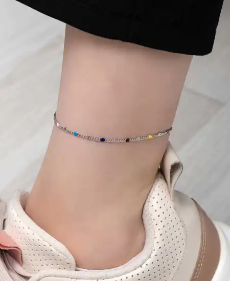 Gümüş Renkli Mineli Halhal