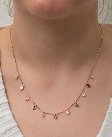 Gümüş Renkli Oval Taşlı Şans Kadın Kolye