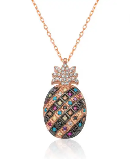 Gümüş Renkli Taşlı Ananas Kolye