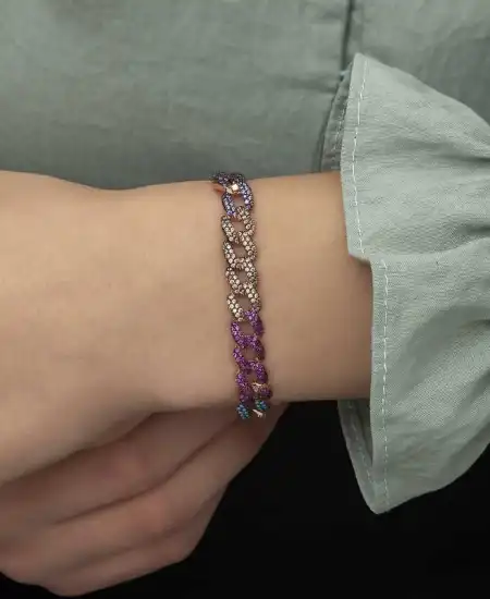 Gümüş Renkli Taşlı Gurmet Bayan Bileklik