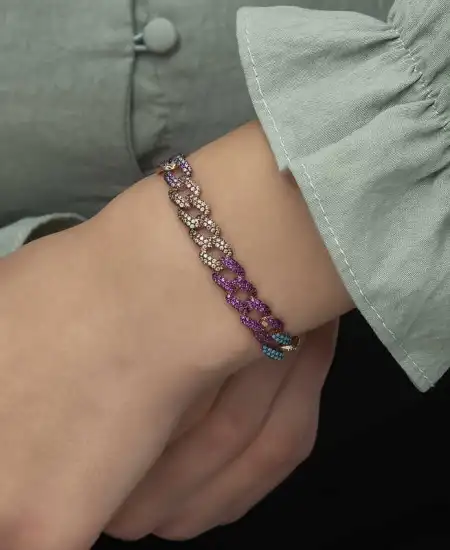 Gümüş Renkli Taşlı Gurmet Bayan Bileklik