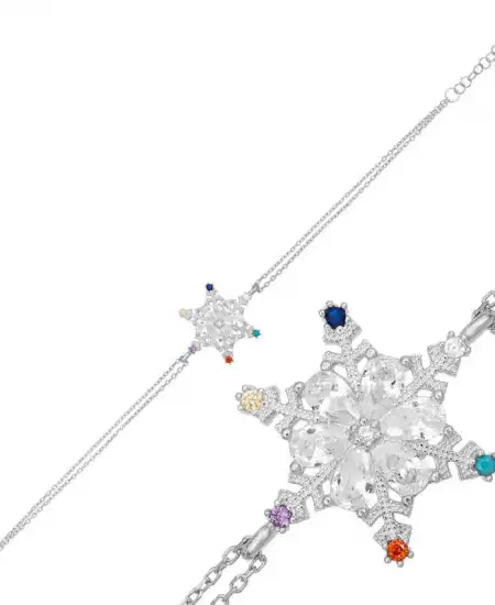 Gümüş Renkli Taşlı Kar Tanesi Kadın Bileklik