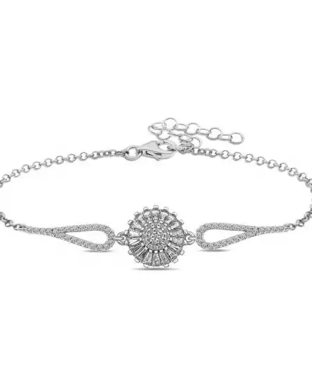 Gümüş Rodyum Baget Taşlı Sonsuzluk Bileklik