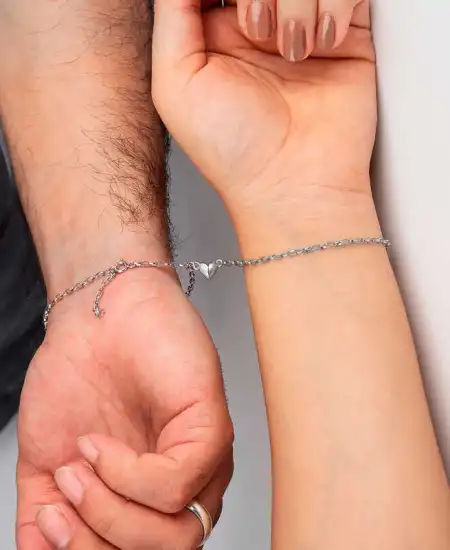 Gümüş Rodyum Çift Kalpli Aşk Bileklik