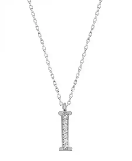 Gümüş Rodyum I Harfi Kadın Kolye