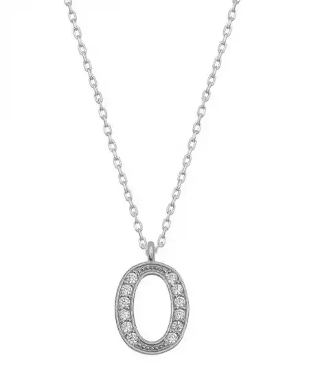 Gümüş Rodyum O Harfi Kadın Kolye