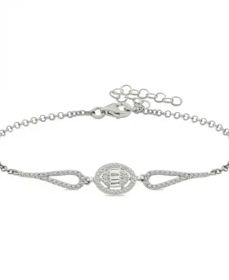 Gümüş Rodyum Oval Baget Bileklik