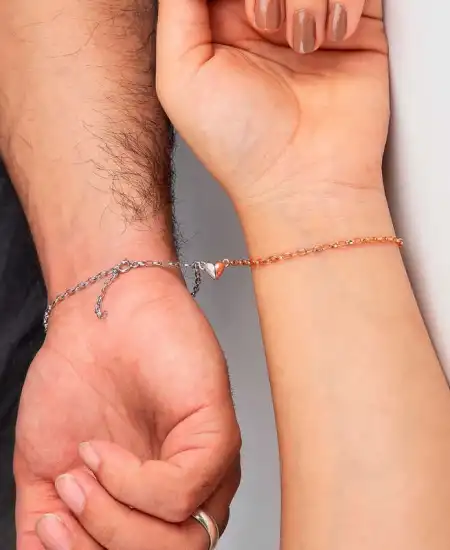 Gümüş Rodyum Rose Çift Kalpli Aşk Bileklik