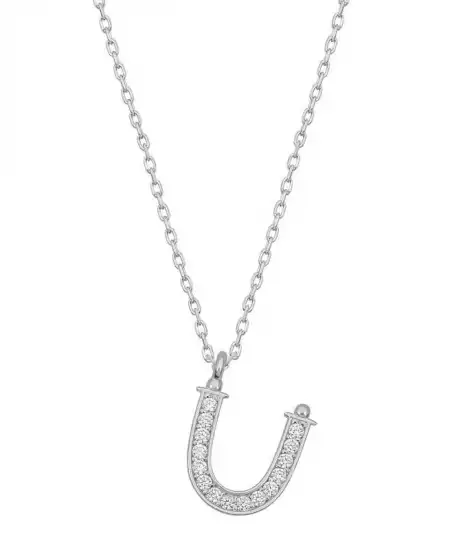 Gümüş Rodyum Ü Harfi Kadın Kolye