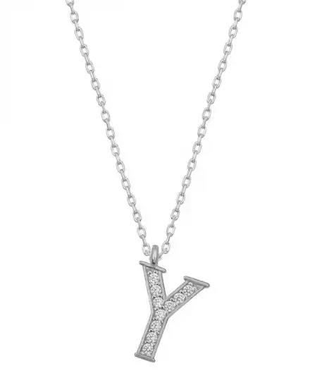 Gümüş Rodyum Y Harfi Kadın Kolye