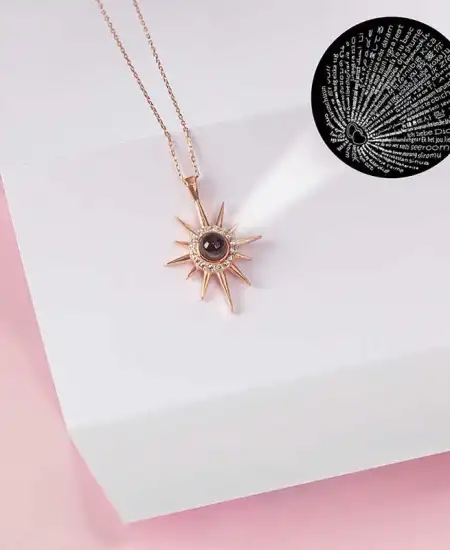 Gümüş Rose 100 Dilde Seni Seviyorum Kutup Yıldızı Kadın Kolye