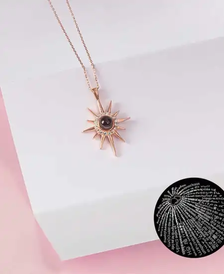 Gümüş Rose 100 Dilde Seni Seviyorum Kutup Yıldızı Kadın Kolye