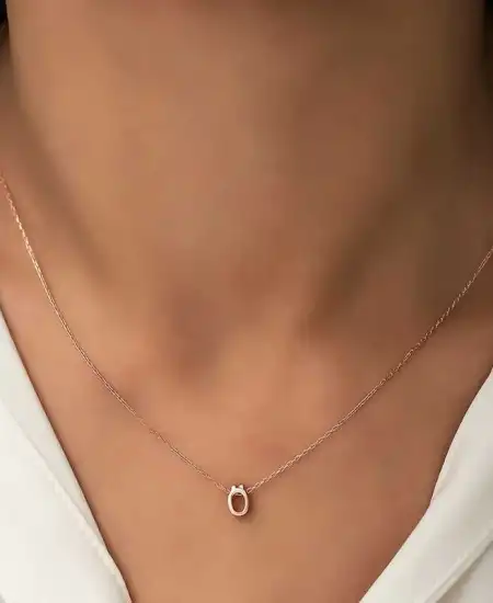 Gümüş Rose 3 Boyutlu Ö Harf Bayan Kolye