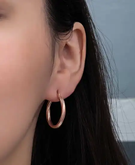 Gümüş Rose 3 Mm Burgu Şarnel Küpe