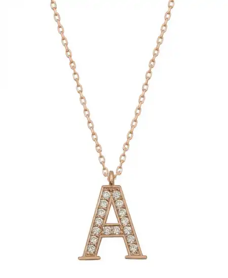 Gümüş Rose A Harfi Kadın Kolye