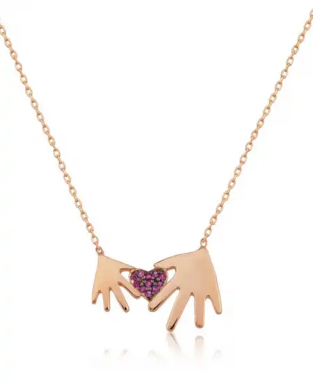 Gümüş Rose Anne Çocuk Eli Bayan Kolye