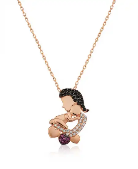 Gümüş Rose Anne Ve Bebek Bayan Kolye