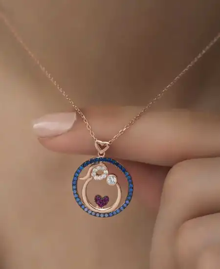 Gümüş Rose Anne Ve Bebek Sevgisi Bayan Kolye