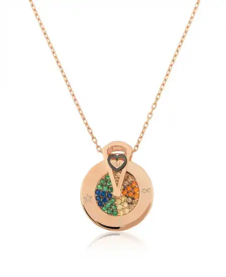 Gümüş Rose Aşk Çarkı Bayan Kolye