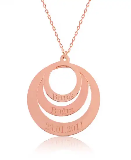 Gümüş Rose Aşk Çemberi İsimli Bayan Kolye