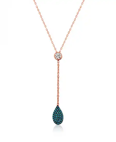 Gümüş Rose Aşk Damlası Bayan Kolye