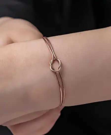 Gümüş Rose Aşk Düğüm Kadın Bileklik