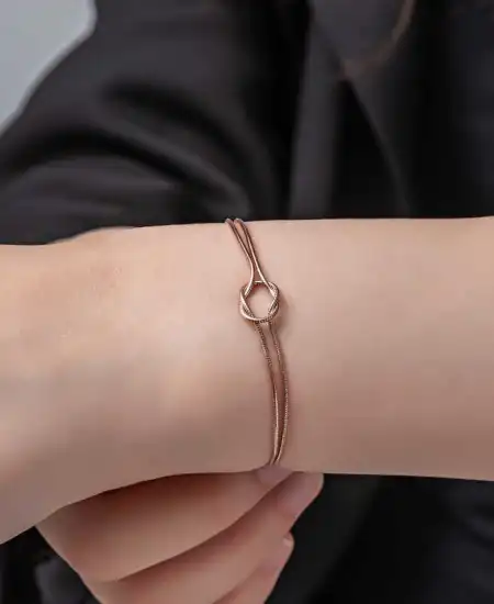 Gümüş Rose Aşk Düğüm Kadın Bileklik
