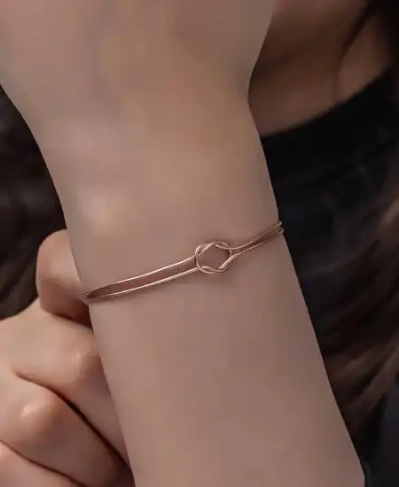 Gümüş Rose Aşk Düğüm Kadın Bileklik