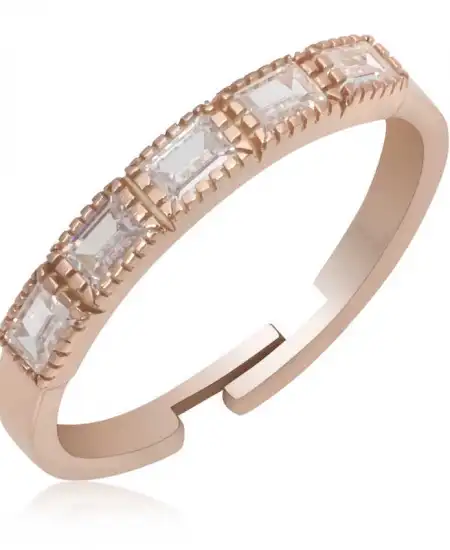 Gümüş Rose Ayarlanabilir Baget Kadın Yüzük