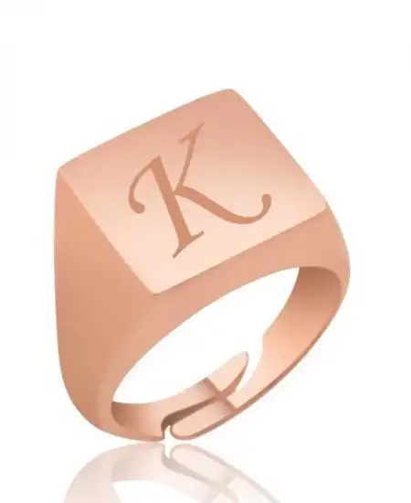 Gümüş Rose Ayarlanabilir Harfli Şovalye Bayan Yüzük